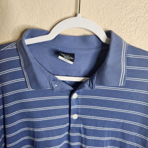 Nike Golf Polo Shirt Men's XXL Blue Striped Dri-Fit Cotton Short Sleeve Collared - Picture 4 of 8